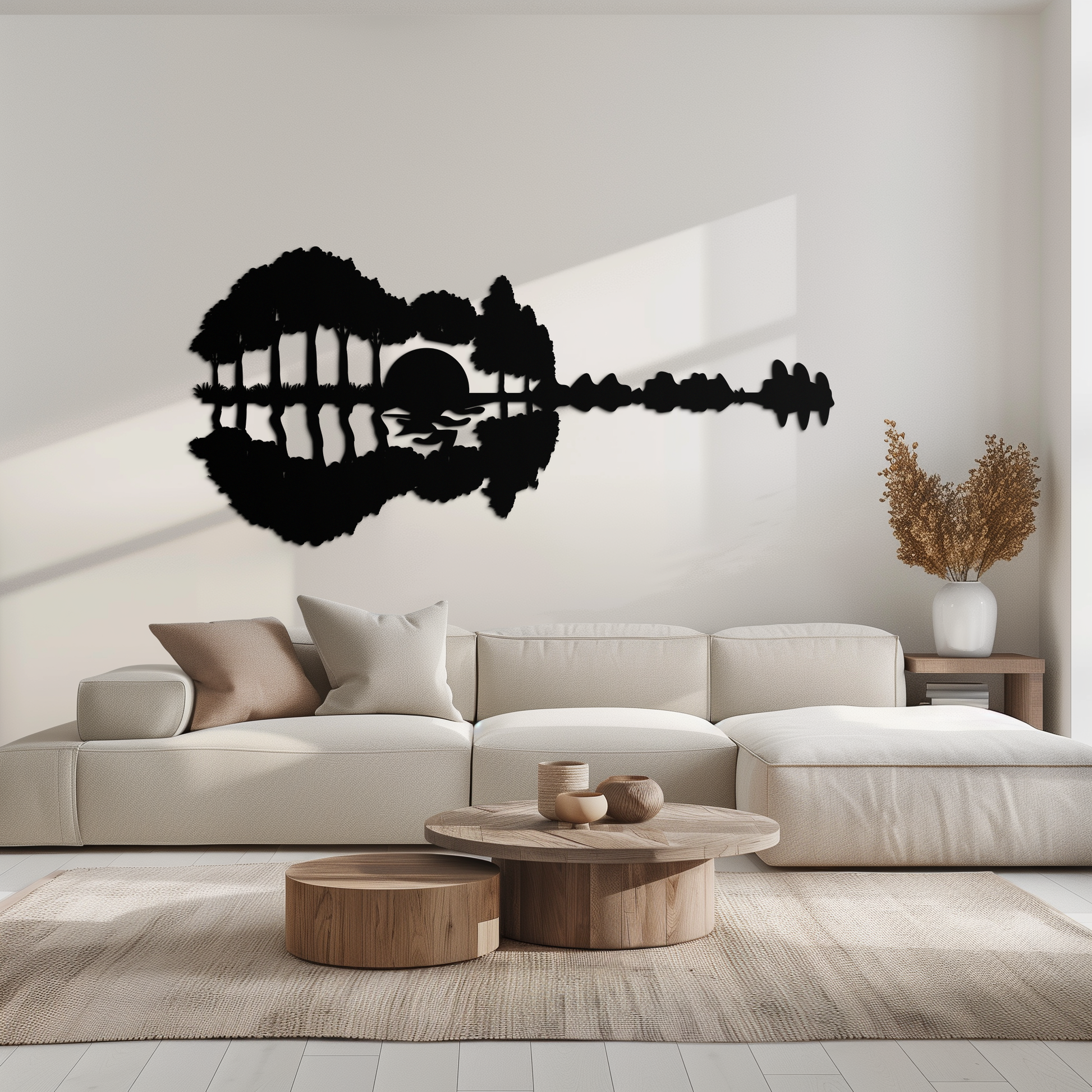 Guitar Landscape Metal Wall Art – Music & Nature Fusion - KAF191 - Tampa Home & Garden Store