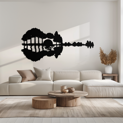 Guitar Landscape Metal Wall Art – Music & Nature Fusion - KAF191 - Tampa Home & Garden Store