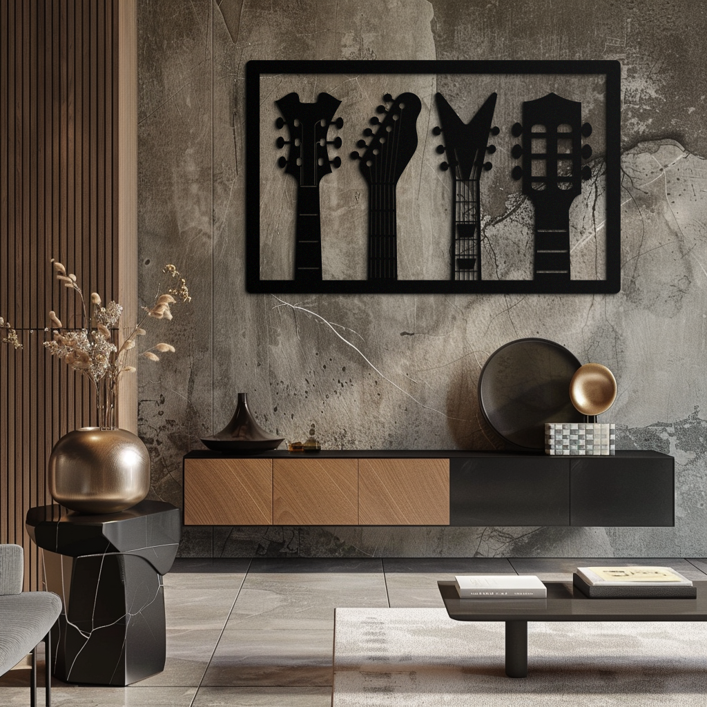 Guitar Neck Metal Wall Art - Modern Music Lover’s Decor- KAF258 - Tampa Home & Garden Store