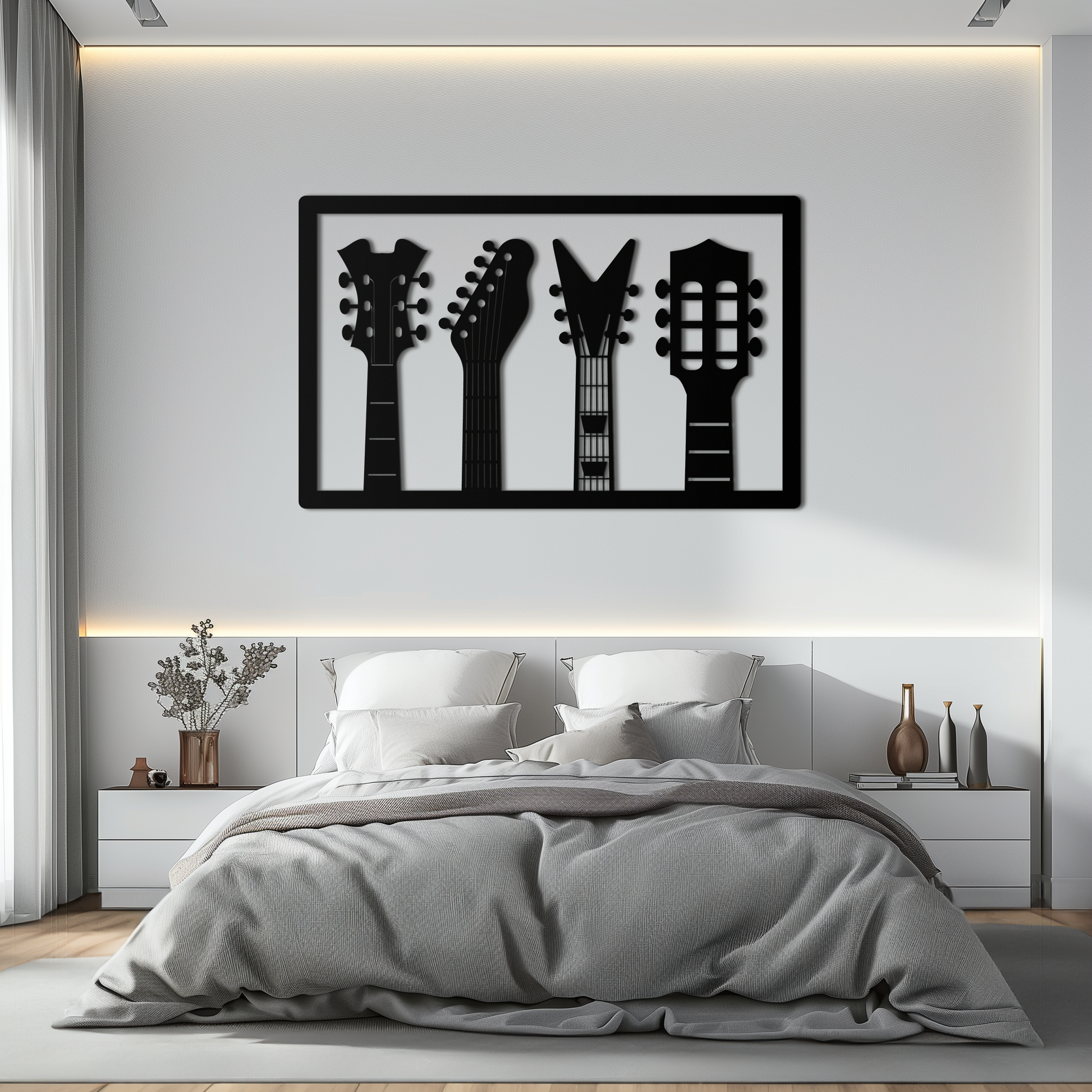 Guitar Neck Metal Wall Art - Modern Music Lover’s Decor- KAF258 - Tampa Home & Garden Store