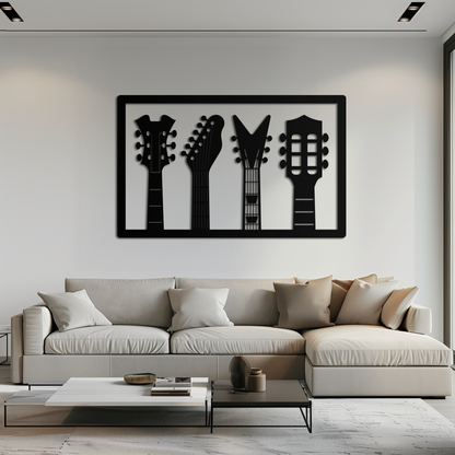 Guitar Neck Metal Wall Art - Modern Music Lover’s Decor- KAF258 - Tampa Home & Garden Store