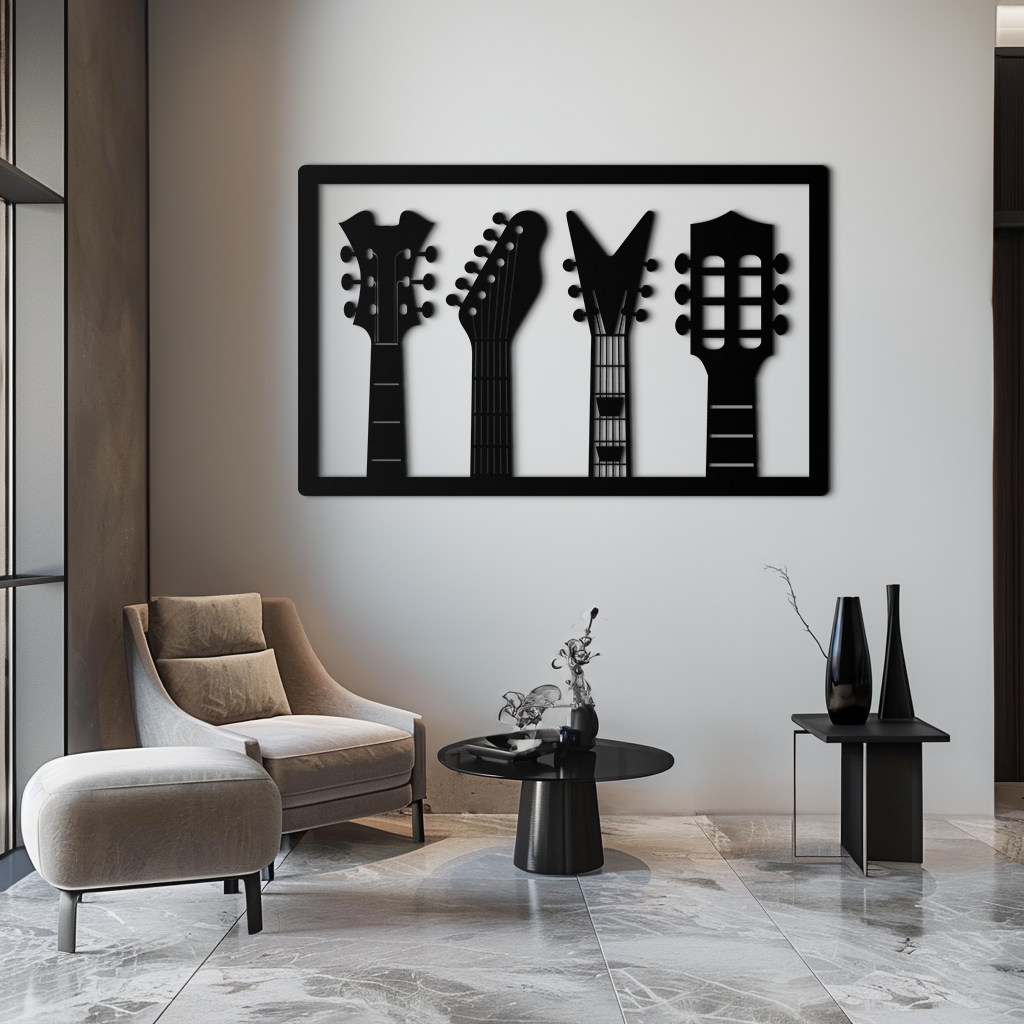 Guitar Neck Metal Wall Art - Modern Music Lover’s Decor- KAF258 - Tampa Home & Garden Store