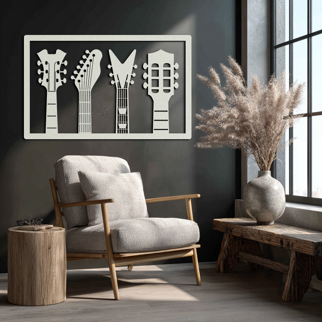 Guitar Neck Metal Wall Art - Modern Music Lover’s Decor- KAF258 - Tampa Home & Garden Store