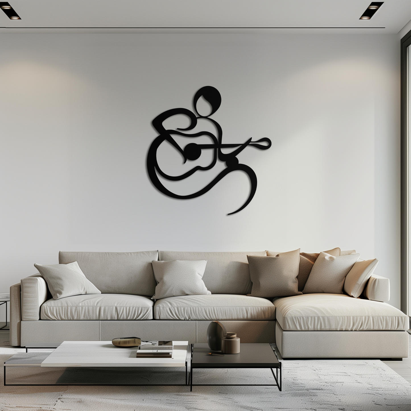 Guitarist Abstract Metal Wall Art – Minimal Black Wall Decoration- KAF388 - Tampa Home & Garden Store