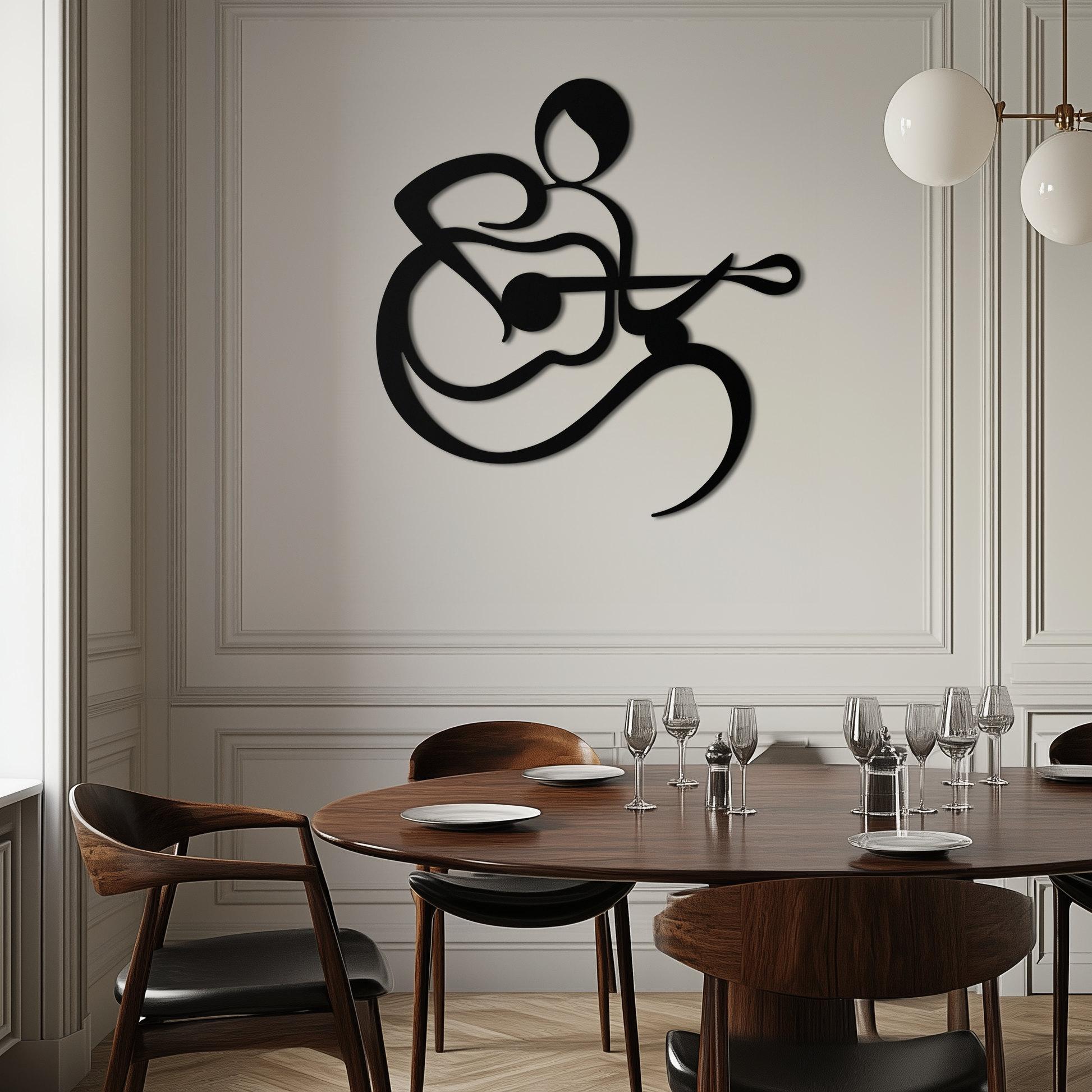 Guitarist Abstract Metal Wall Art – Minimal Black Wall Decoration- KAF388 - Tampa Home & Garden Store