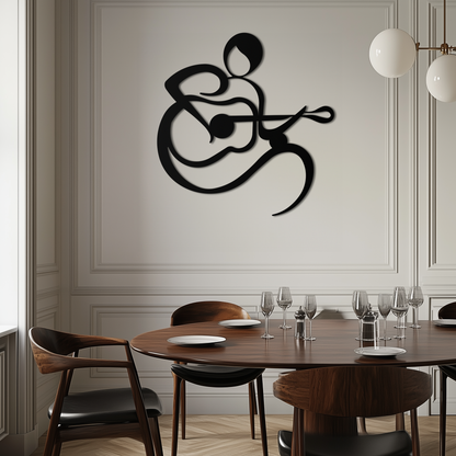 Guitarist Abstract Metal Wall Art – Minimal Black Wall Decoration- KAF388 - Tampa Home & Garden Store
