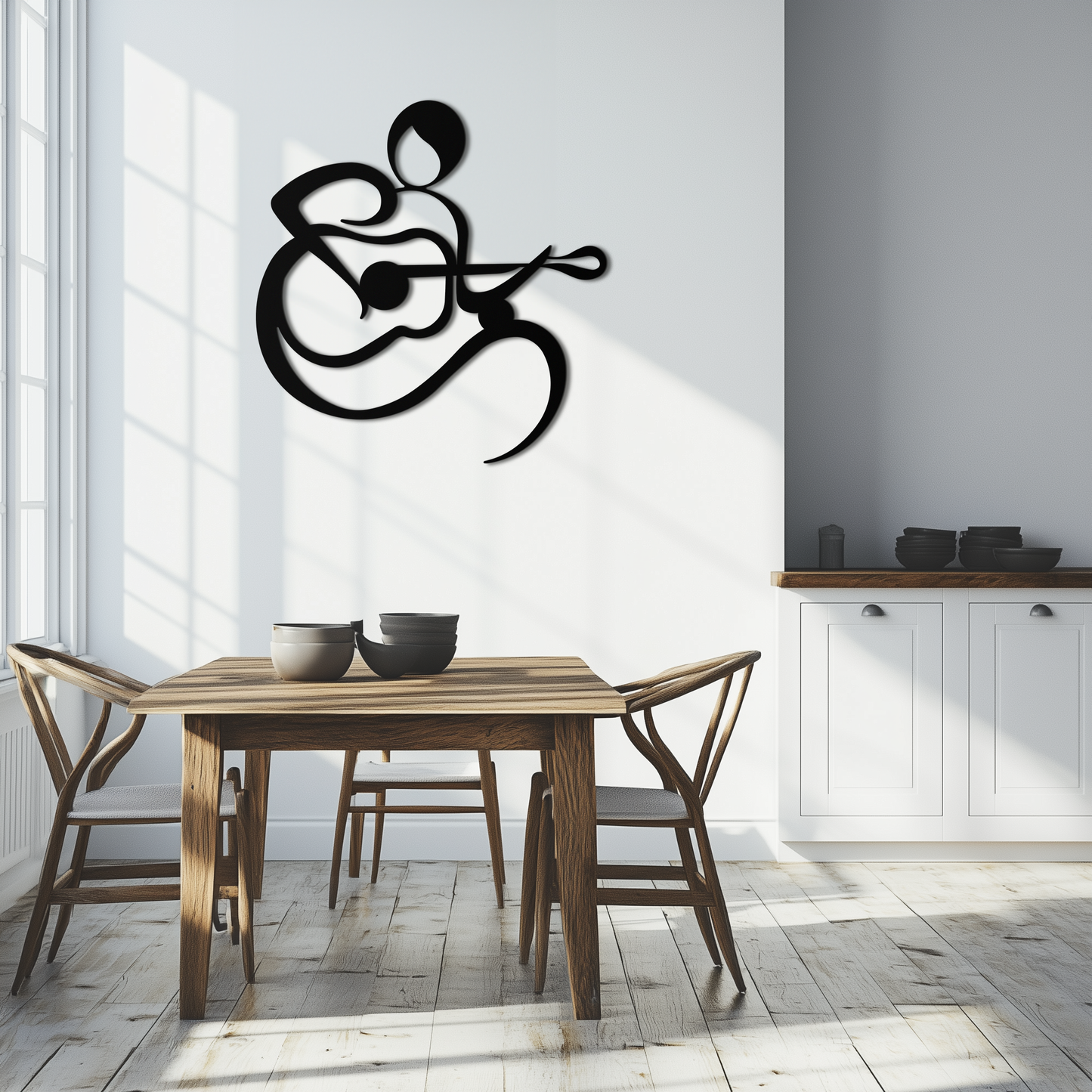 Guitarist Abstract Metal Wall Art – Minimal Black Wall Decoration- KAF388 - Tampa Home & Garden Store