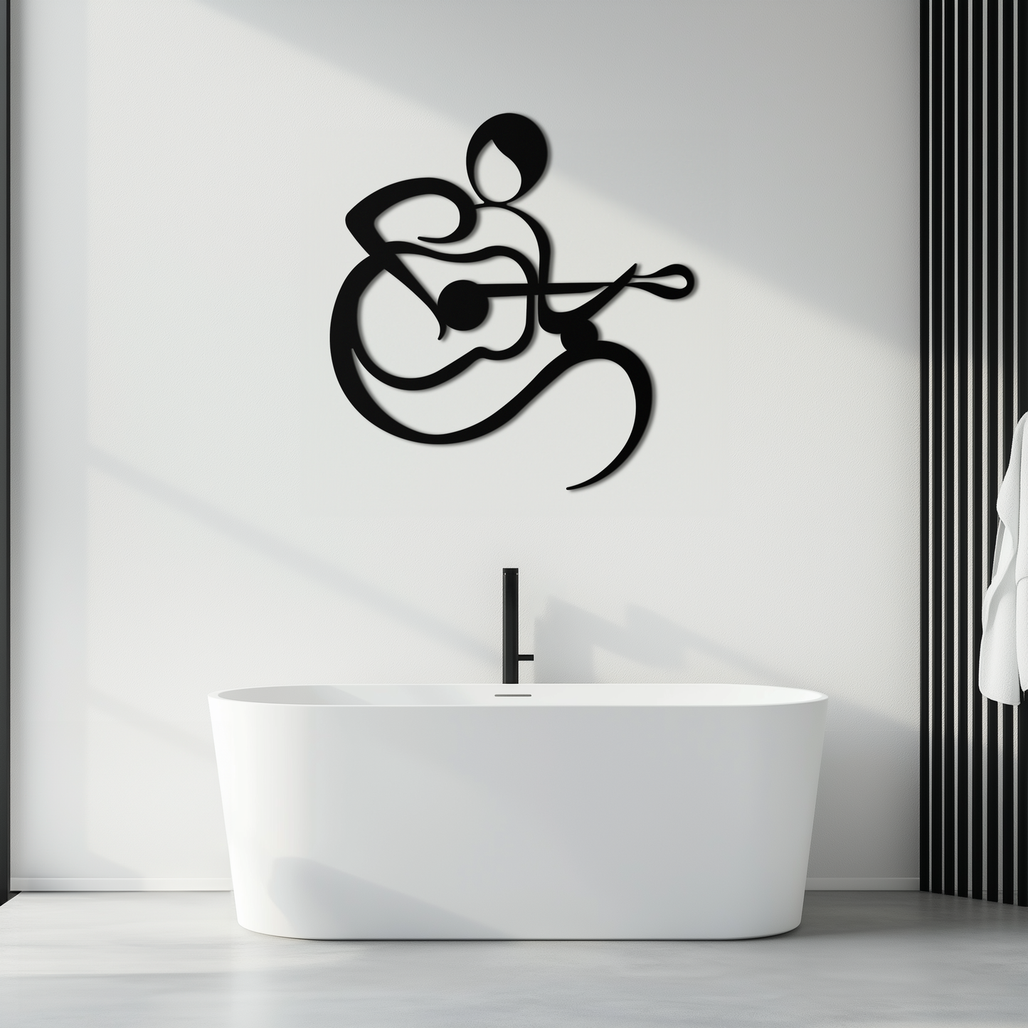 Guitarist Abstract Metal Wall Art – Minimal Black Wall Decoration- KAF388 - Tampa Home & Garden Store