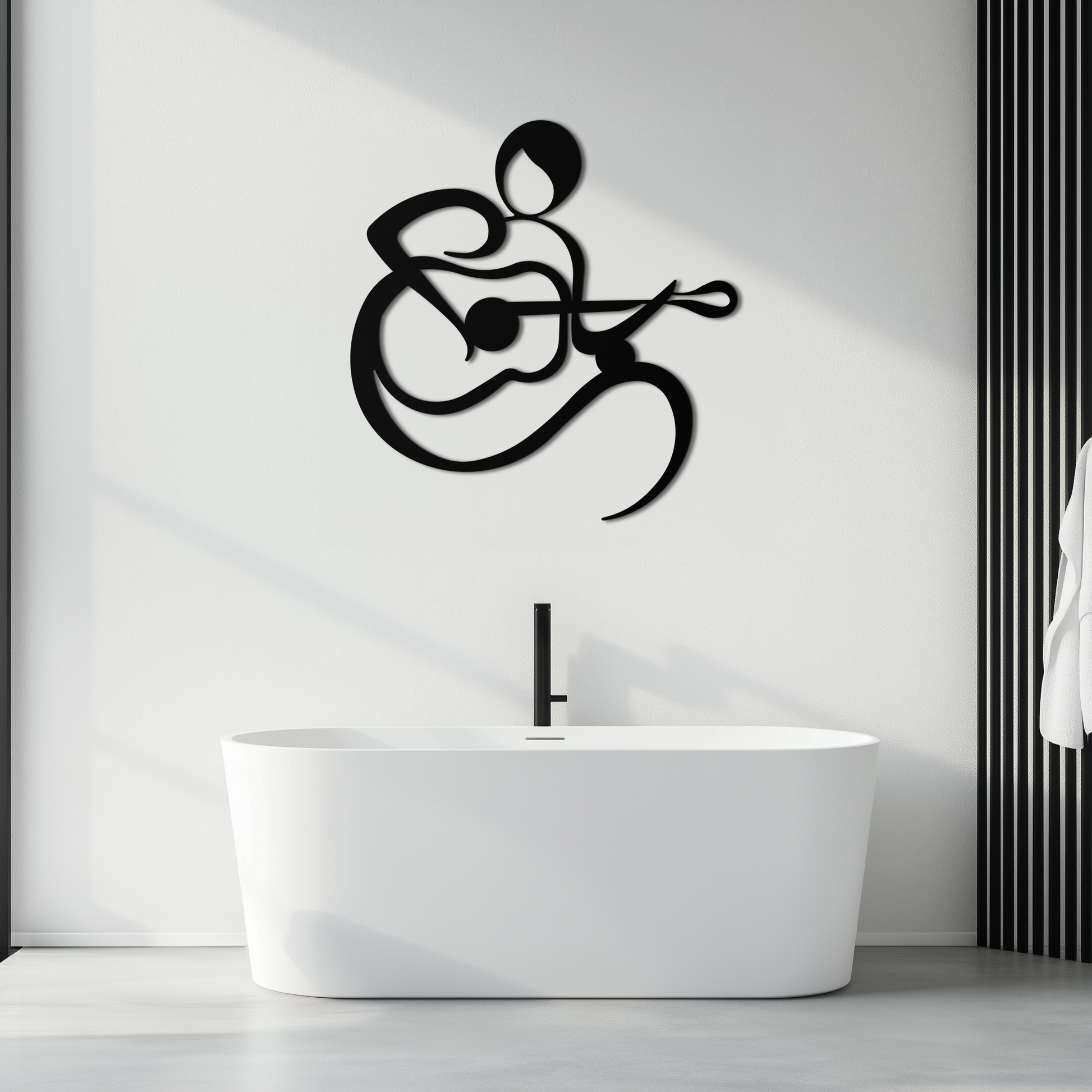 Guitarist Abstract Metal Wall Art – Minimal Black Wall Decoration- KAF388 - Tampa Home & Garden Store