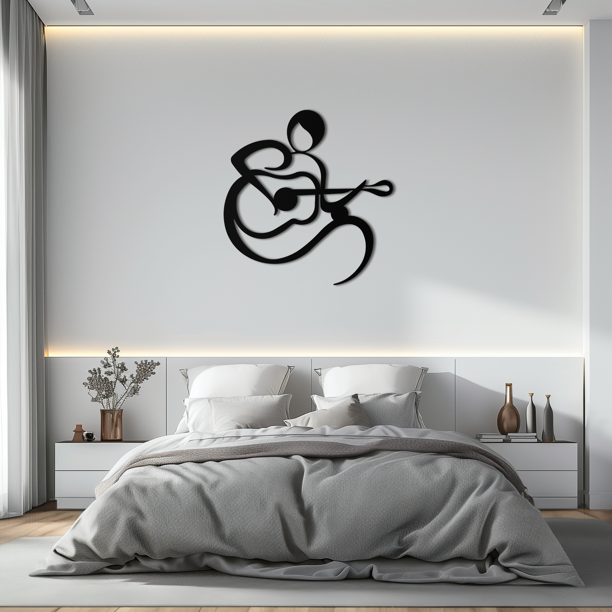 Guitarist Abstract Metal Wall Art – Minimal Black Wall Decoration- KAF388 - Tampa Home & Garden Store