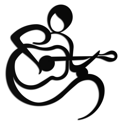Guitarist Abstract Metal Wall Art – Minimal Black Wall Decoration- KAF388 - Tampa Home & Garden Store