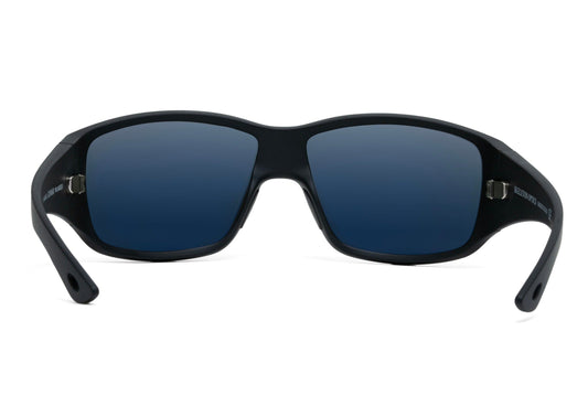 Renegade XL matte black sunglasses by Skeleton Optics with blue gradient lenses on Tampa Home & Garden Store
