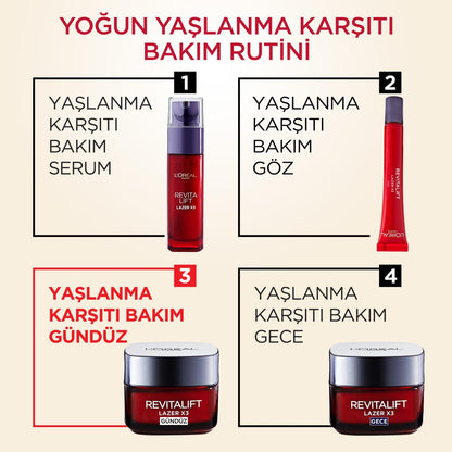 L'Oreal Revitalift Lazer X3 anti-aging set of 4: serum, eye cream, day & night creams on Tampa Home & Garden Store