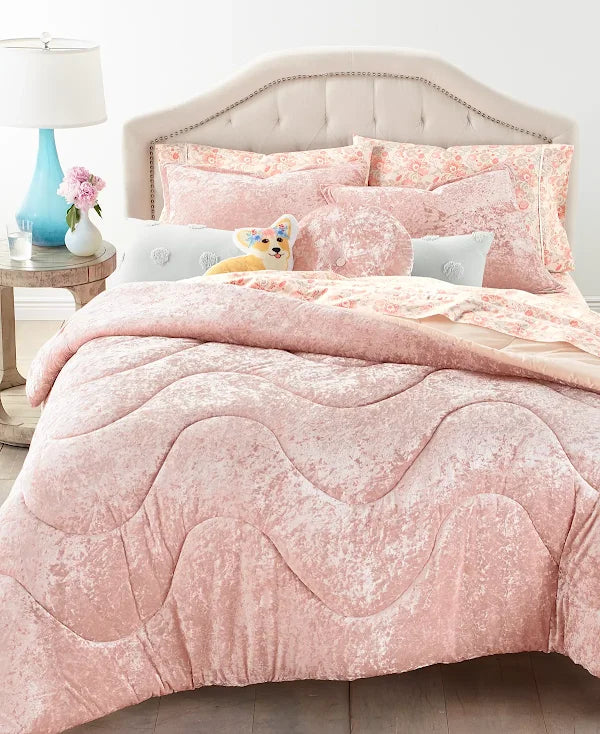 Whim by Martha Stewart Velvet Wave 3-PC King Comforter Set pink velvet on Tampa Home & Garden Store