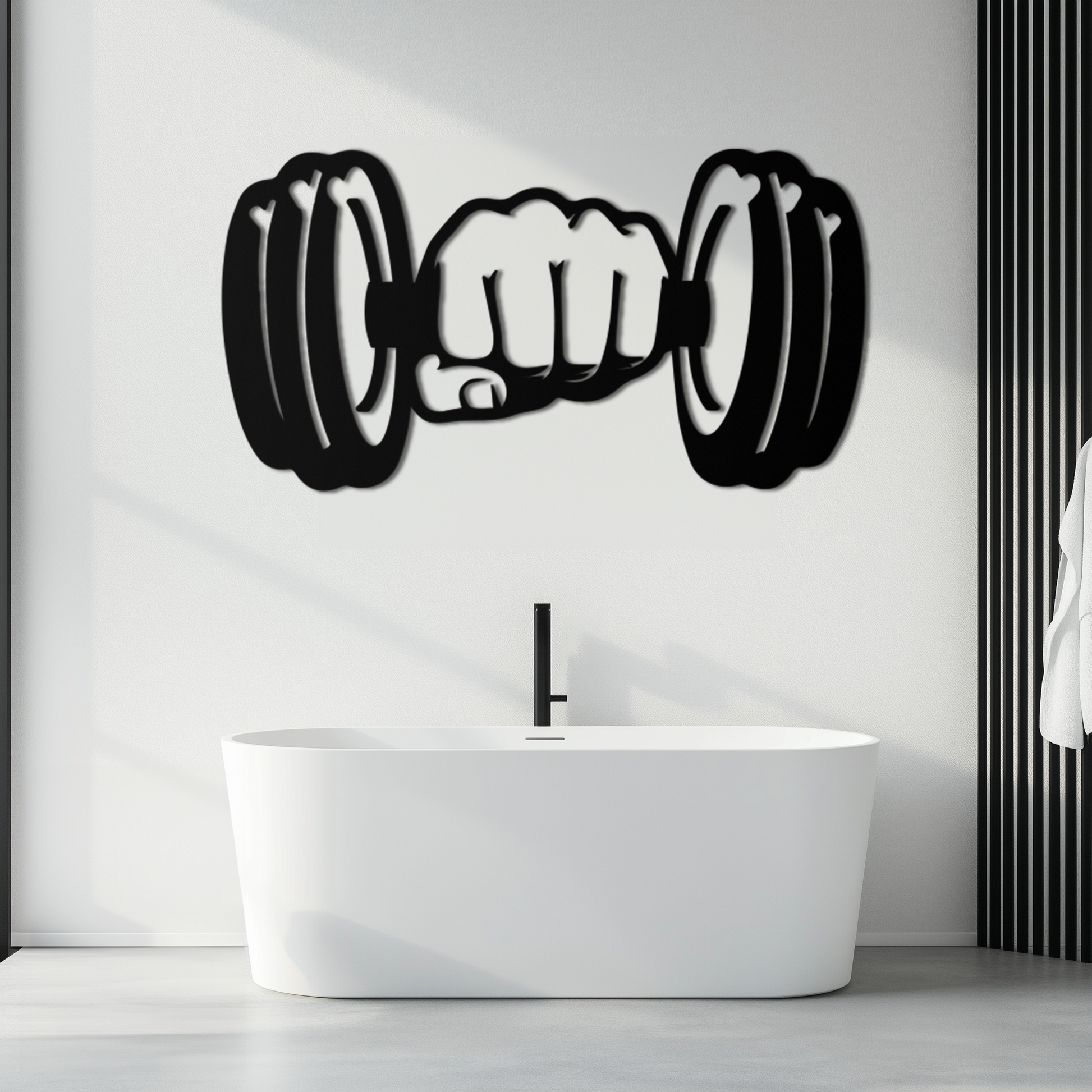 Gym Dumbbell Power Metal Wall Art - Bold and Motivational Gym Decor - KAF143 - Tampa Home & Garden Store