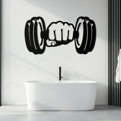 Gym Dumbbell Power Metal Wall Art - Bold and Motivational Gym Decor - KAF143 - Tampa Home & Garden Store