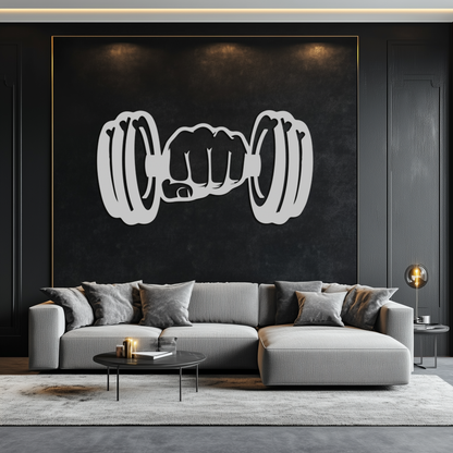 Gym Dumbbell Power Metal Wall Art - Bold and Motivational Gym Decor - KAF143 - Tampa Home & Garden Store