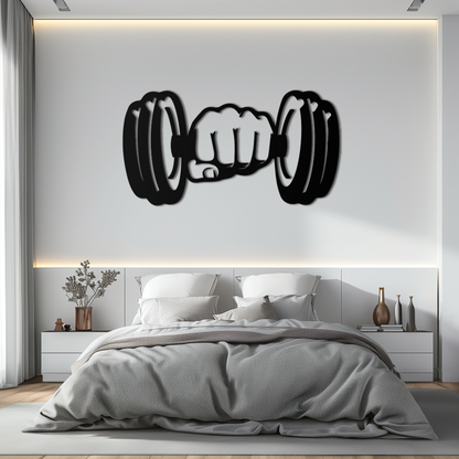 Gym Dumbbell Power Metal Wall Art - Bold and Motivational Gym Decor - KAF143 - Tampa Home & Garden Store