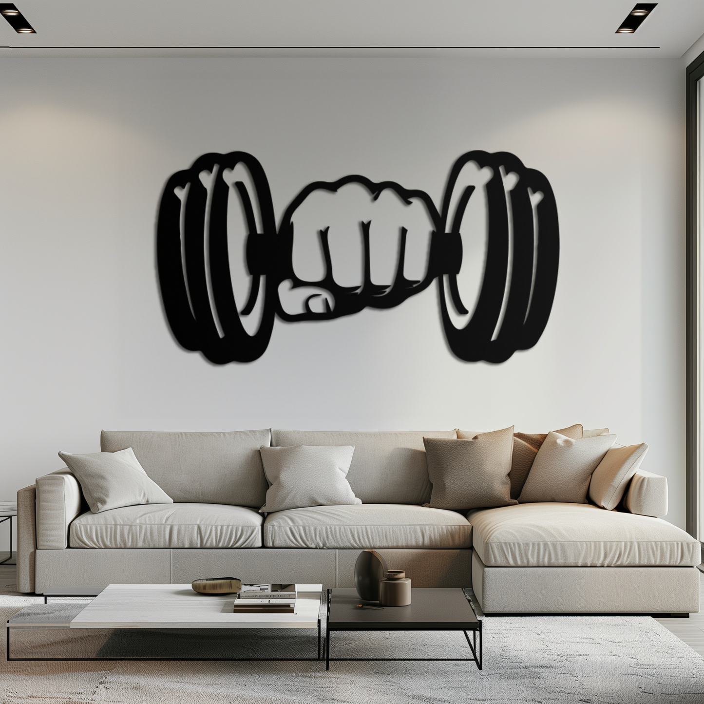 Gym Dumbbell Power Metal Wall Art - Bold and Motivational Gym Decor - KAF143 - Tampa Home & Garden Store
