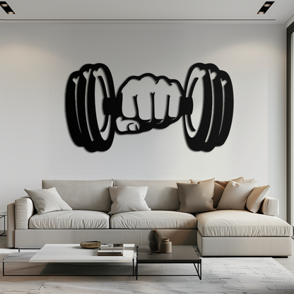 Gym Dumbbell Power Metal Wall Art - Bold and Motivational Gym Decor - KAF143 - Tampa Home & Garden Store