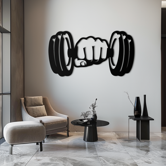 Gym Dumbbell Power Metal Wall Art - Bold and Motivational Gym Decor - KAF143 - Tampa Home & Garden Store