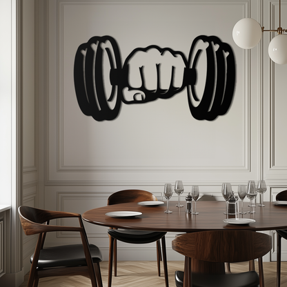 Gym Dumbbell Power Metal Wall Art - Bold and Motivational Gym Decor - KAF143 - Tampa Home & Garden Store