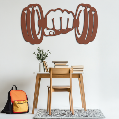 Gym Dumbbell Power Metal Wall Art - Bold and Motivational Gym Decor - KAF143 - Tampa Home & Garden Store