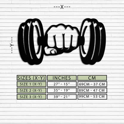 Gym Dumbbell Power Metal Wall Art - Bold and Motivational Gym Decor - KAF143 - Tampa Home & Garden Store