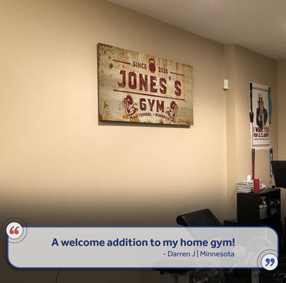 Gym Sign XIV canvas wall art with vintage rusted wood sign look by Tailored Canvases on Tampa Home & Garden Store