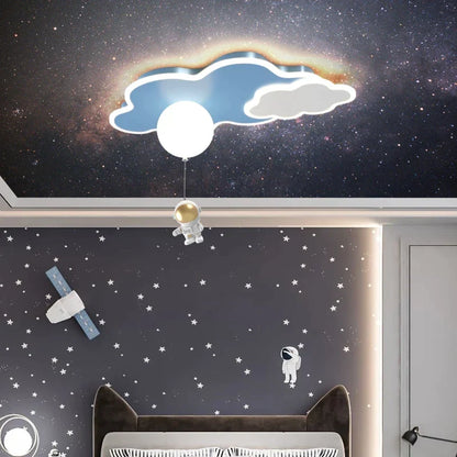 Decorbites Kids Space Theme Ceiling Lamp cloud with moon orb and astronaut airplane pendant on Tampa Home & Garden Store