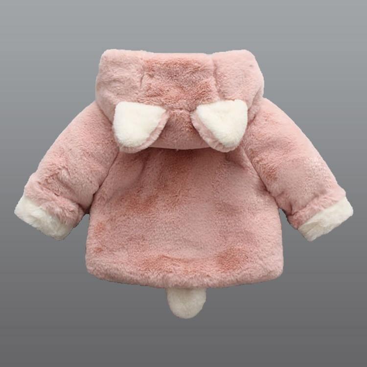 Baby girl pink plush winter jacket with bunny hood and white cuffs by Stevvex on Tampa Home & Garden Store