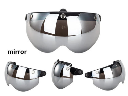 Universal 3-Snap Visor for Open-Face Motorcycle Helmet by BikerZoneZ, mirror finish on Tampa Home & Garden Store