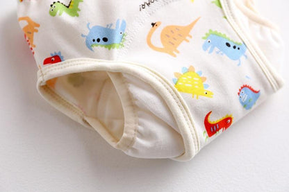 8-layer Stevvex reusable baby diaper training pants with dinosaur print, leak-proof side on Tampa Home & Garden Store