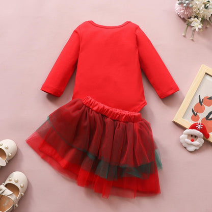 Stevvex baby girls Christmas romper bodysuit with red layered tutu skirt set long sleeves on Tampa Home & Garden Store