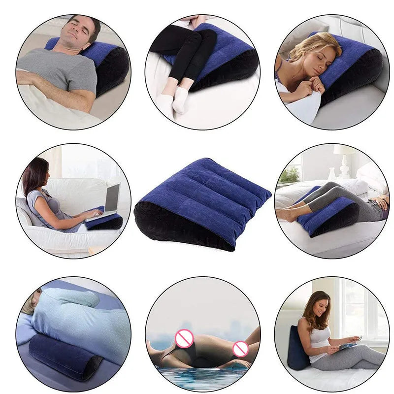 Inflatable Wedge Pillow blue by UpTrend Deals adjustable neck and back support on Tampa Home & Garden Store