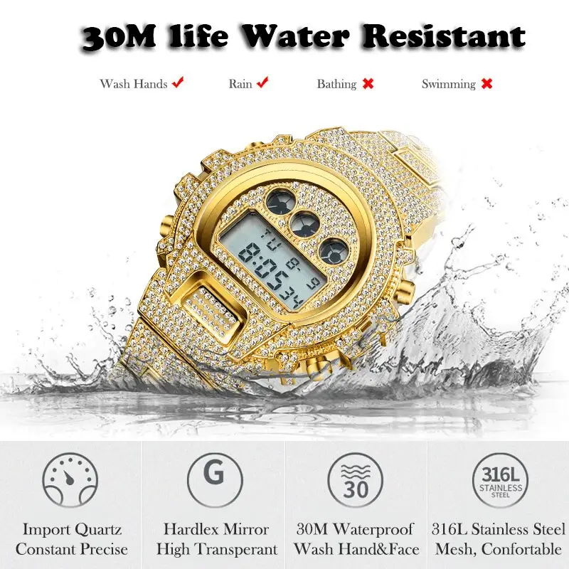 Men's Digital Quartz Watch Rose Gold for Men