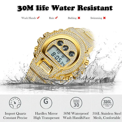 Men's Digital Quartz Watch Rose Gold for Men
