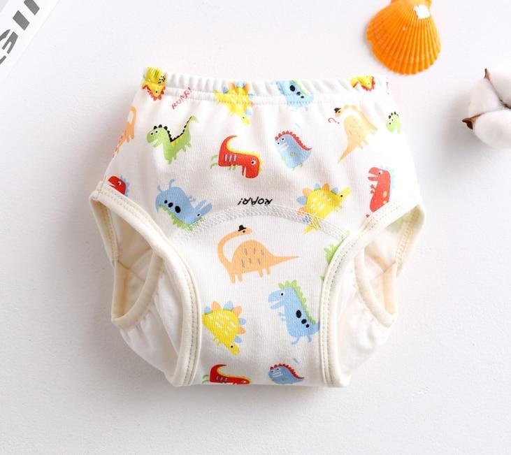 Stevvex 8-layer reusable baby training pants diaper white cloth with colorful dinosaur print waterproof with leak-proof sides on Tampa Home & Garden Store