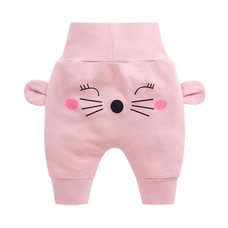 Baby pants Stevvex pink with cartoon animal face and ear patches on Tampa Home & Garden Store