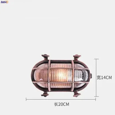 DecorBites Industrial Outdoor Wall Lamp bronze metal cage with glass LED cylinder for porch on Tampa Home & Garden Store