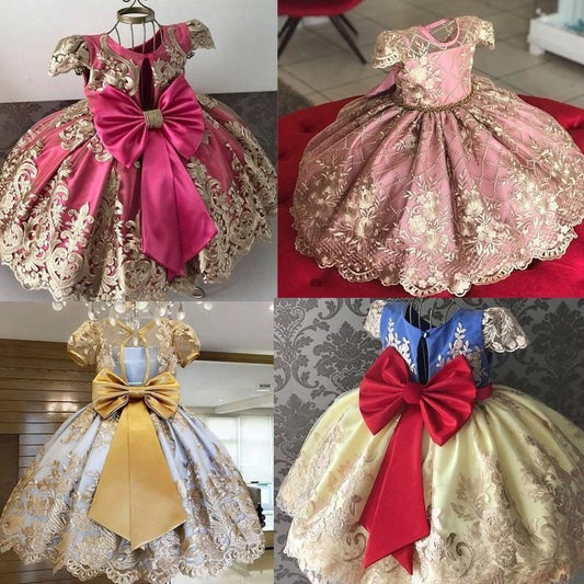 Handmade luxury princess baby dress collage 4 tutu gowns with satin bows pink mauve blue on Tampa Home & Garden Store
