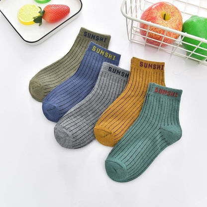 5 pairs baby boys winter socks in assorted ribbed cotton colors on Tampa Home & Garden Store