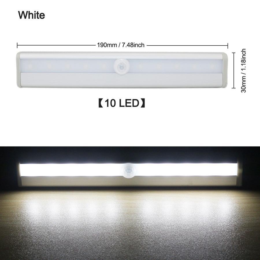Stevvex 10 LED PIR motion sensor night light for cupboard white under-cabinet lamp on Tampa Home & Garden Store