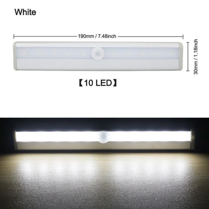 Stevvex 10 LED PIR motion sensor night light for cupboard white under-cabinet lamp on Tampa Home & Garden Store