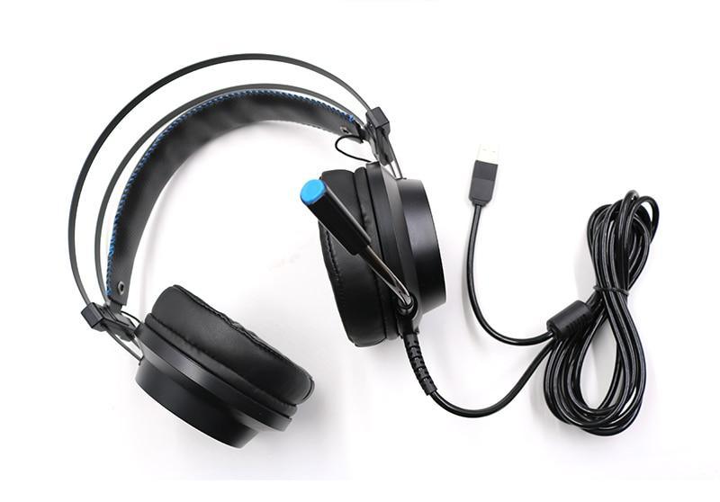 Stevvex ST10S4227HJG gaming headset with mic, LED light, black over-ear USB wired on Tampa Home & Garden Store