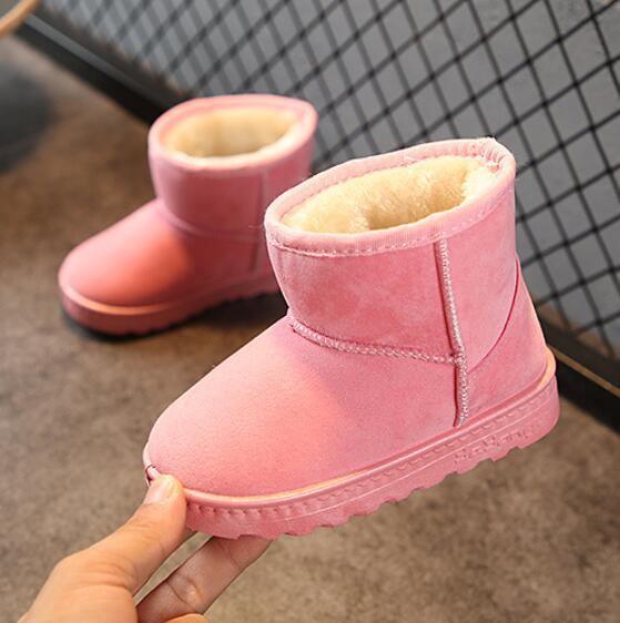 Winter kids fashion snow boots pink plush-lined Stevvex toddler pair with soft soles on Tampa Home & Garden Store