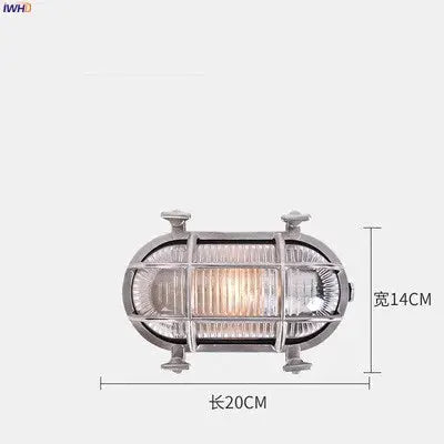 DecorBites Industrial Outdoor LED Wall Lamp with metal grille waterproof 20cm x 14cm on Tampa Home & Garden Store