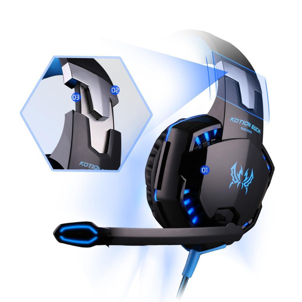 Stevvex ST10S4229HLI headset over-ear wired gaming with blue LED accents and boom mic on Tampa Home & Garden Store