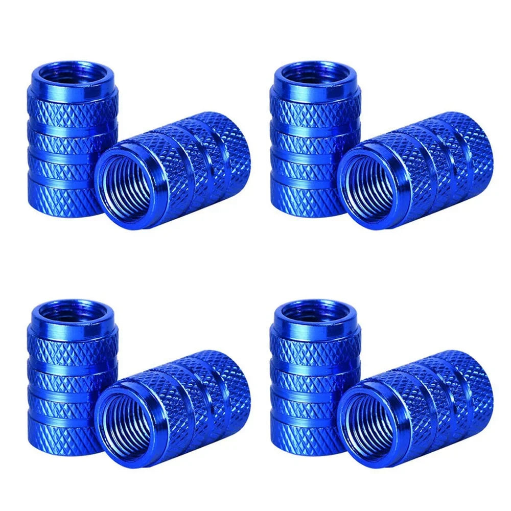 4Pcs blue knurled aluminum valve stem caps set by BikerZoneZ for tires on Tampa Home & Garden Store