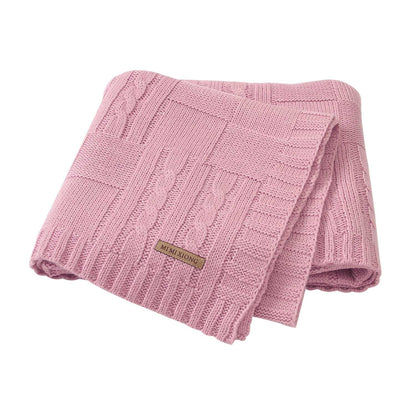 Stevvex pink knitted baby swaddling blanket with cable knit pattern for newborns on Tampa Home & Garden Store